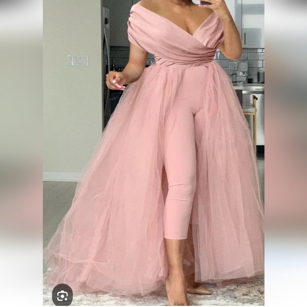Chic Off-Shoulder Pink Jumpsuit